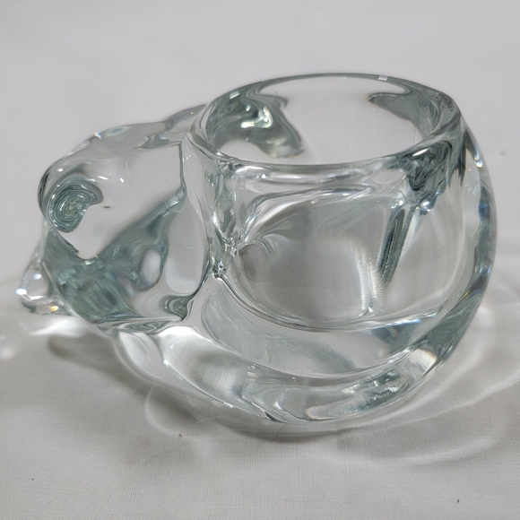 Vintage Indiana Glass Crystal Heavy Solid Sleeping Cat Votive Candle Holder - Picture 2 of 11